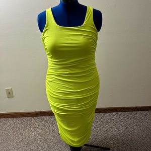 Neon yellow form fitting dress